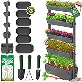 KESSER® Hochbeet mit 5 Etagen Premium Blumenkasten Blumentreppe Pflanztreppe Gemüsebeet Kräuterbeet Pflanzkübel Frühbeet Blumenbeet Pflanzkasten mit Gartenvlies - Beet inkl. Schaufelset, Anthrazit
