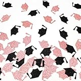 Vofrise 200 Stück Schwarz Rose Gold Grad Cap Graduation Konfetti für Tisch Glitzer Abschluss Hut Tisch Streuung für Klasse 2025 Grad Party Dekorationen