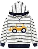 CM-Kid Hoodie Jungen Zip Up Kapuzenpullover Warm Sweatjacke Kinder Bagger Kapuzenjacke 4 5 Jahre Bulldozer Streifen Gr.110