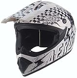 Kinder Crosshelm Skeleton AHP – Motorradhelm für Kinder, ABS-Schale, robuster Kinderhelm für Downhill, Quad und Motocross, Weiß Schwarz, Größe S, 53 – 54 cm