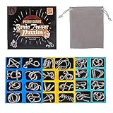 Holzsammlung 24 Stück Knobelspiele Metall, Metallpuzzle Metallknobellei Set IQ Spiele Geduldspiel Geschicklichkeitsspiel, Metal Puzzle Denkspiele Spielzeug Mini Geschenk für Erwachsene und Kinder