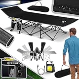 KESSER® Campingbett Feldbett Klappbar Klappbett Campingliege inkl. Tragetasche + Seitentasche 210 x 74 x 35cm bis 250kg Belastbar Metallrohr 600D Oxfordgewebe Stabiles Tragbar Liege Reise Bequem