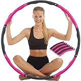TOSANEO Hula Hoop Reifen für Erwachsene Durchmesser 95 cm Fortgeschrittene Fitness zur Gewichtsabnahme Hoola Hoops Gewichtsreduktion 8 abnehmbare Teile Pink - Grau