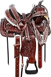 SHOWMEN CRAFT Premium Leder Western Barrel Racing Trail Reitsattel – rutschfester Westernsattel mit natürlichem Griff, 15'
