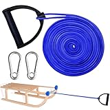 Schlittenseil Mit Karabiner, Schlittenleine Mit Griff, 4m Schlitten Zugseil, schlittenseil mit karabiner, Schlittenseil Mit Griff, Schlitten Zugseil für Schlitten und Rodel im Winter (Blau)