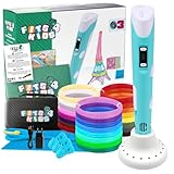 Fits4Kids 3D Drucker Stift Starterset Geschenke Für Kinder XXL, Mit 140m PLA Filament 1,75 mm Und Zubehör (Blau)