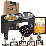 Silberg® Hundenapf höhenverstellbar -5 Stufen 8-31cm groß -inkl. Antischlingnapf mit 2X 1200ml Napf Hund und eBook, Antirutsch Futternapf erhöht für kleine, mittlere und Grosse Hunde und Haustier