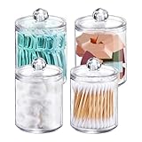 GAOFESA Mehrzweck-Aufbewahrungsbehälter-Set mit Deckel, Qtip Spender für Schminktisch, Badezimmer, Arbeitsplatte, transparente Make-up-Organizer, Aufbewahrungsdosen