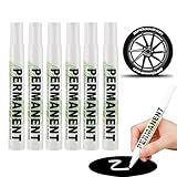 Caelura 6 Stück 3 mm Lackstift Weiß, Auto Reifen Stift Weiß wasserfest, Permanent Marker Weiss für Steine, Felsmalerei, Keramik, Glas, Holz, Stoff, Metall, Leinwand, Reifenstift