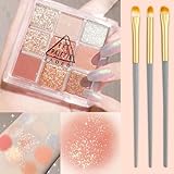9 Farben Lidschatten Eyeshadow Palette Mit 3 Lidschattenpinsel Matte Glitter Eyeshadow Langlebiges Make Up Palette Wasserdichte Schminkpalette Lidschattenpalette Schminke Set Für Mädchen Und Frauen