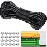 LINSOCLE Gummischnur, Expanderseil, Gummiseil für Anhängerplane, Schwarzes Gummikordel für Planen, Gute elastische Gummileinen für Camping Sonnensegel und Poolabdeckung (8mm X 10m)