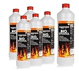 Bio Alkohol 100% 6 x 1 Liter - BIOETHANOL für Alkohol-Kamine, Tischfeuer, Ethanolkamine, Alkoholbrenner, Terrassenfeuer, Raumfeuer, Standfeuer oder Gartenfeuer