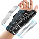 Rakiie Handgelenk- und Daumenbandage, Karpaltunnel-Handgelenkbandage, Daumenschiene mit 3 Metallschienen, Atmungsaktive Handbandage für Männer und Frauen, Rechte Hand Grau L/XL