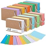 1000 Stücke Karteikarten, A8 Linierte Lernkarten mit Krafteinband und Loseblattring, 150g/m² Lernkarten in 10 Farben für Vokabel Lernen, Schule, Büro, Zuhause(7.4 x 5.2 cm)