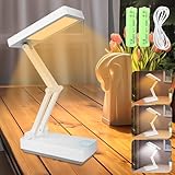 VFANDV LED Tischlampe Faltbare, 3000mAh Touch-Schreibtischlampe Kabellos Dimmbare Tischleuchte mit 3 Lichtmodi Nachttischlampen Akku USB Aufladbar Schreibtischleuchte für Schlafzimmer Lesen Lernen