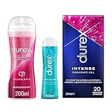 Durex Play Gleitgel Mixpackung für Frauen & Männer - Set mit Gleitmittel Guarana 200ml, prickelndem Gleitgel 50ml und Orgasmic-Gel 10ml auf Wasserbasis - 260 ml (3er Pack)