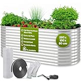 TTL GARDEN 200x100x80cm Inspire L Silber Metall Hochbeet - Stahl rostfrei verzinkt Wellblech ovale Form sehr stabil & wetterfest Garten Beet für Gemüse Kräuter Blumen Gartenbeet Gemüsebeet