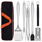 Herogo Grillbesteck Set, 6-teilig Edelstahl Grill Zubehör mit Tragetasche, Grillwerkzeug-Set mit Zange, Wender, Gabel, Grillbürste, BBQ Grillzubehör für Männer, Grill Weihnachten Geschenk