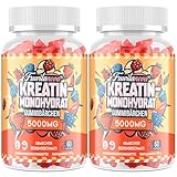 Fruvitanova Kreatin Monohydrat Gummibärchen 5000 mg pro Portion, weiche Gummibärchen mit Fruchtgeschmack, Taurin und schwarzem Pfeffer für Muskeln und Kraft, 60 Stück