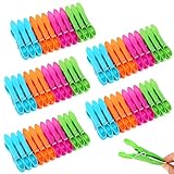 Litimkat Wäscheklammern 60 Stück，aus Kunststoff mit Stabiler Aussenringfeder，rutschfeste Wäscheklammern ffür Wäscheleine oder Wäscheständer