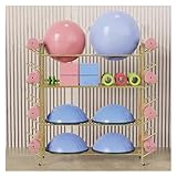 Mobiler Yogamattenständer, 4-stöckiger Rollwagen, freistehender Yogamattenhalter, halber Yoga-Ballständer, Schaumstoffrolle/Yoga-Blöcke, Gold, 130 x 45 x 150 cm