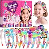 Pourbibi Geschenk Mädchen 3 4 5 6 7 8 jahre,Multithema Haarreifen Haarschmuck,Einhorn Geschenke für Mädchen,Bastelset Kinder 4 Jahre,10-tlg Bastelset Kinder ab 3 jahre,Kindergeburtstag Basteln 3-8