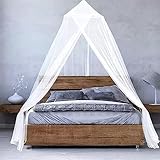 Moskitonetz Bett Baldachin, Moskitonetz für Reisen, Betthimmel Mückennetz Feinmaschiges, Moskitonetz Bett mit Moskitonetz Haken, Mosquito Net Bed für Zuhause und Camping Geeignet (Weiß)