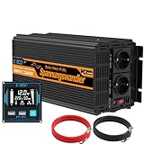EDECOA Wechselrichter 12v 230v Reiner Sinus Spannungswandler 1000w mit Neuer Fernbedienung 2X USB und Bildschirm LCD für Wohnmobil, Sonnenkollektor KFZ (1000w Neue Fernbedienung)
