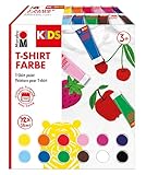 Marabu 0308000000011 - KiDS T-Shirt Farbe, Stoffmalfarbe zum Gestalten, 12 x 36 ml, nach Fixierung waschbeständig bis 60 °C, für Kinder ab 3 Jahren
