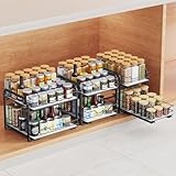 AHOMSEL 2 Etagen Gewürzregal Ausziehbar (Schwarzes, L26.4xB29xH23cm)