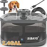 SIBAYS 9L 300OZ 2.4GAL Hunde-Wasser-Brunnen für große Hunde, Haustier-Wasser-Brunnen für Hunde, automatisch super leise kein Verschütten, 4-Schicht-Filter, BPA-freies Material