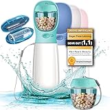 NEU 3er GESCHENKESET | Innovative 550ml Hundetrinkflasche für unterwegs | inkl. Futterbehälter & Zahnbürste | Premium Trinkflasche Hund | Trinkflasche Hunde für unterwegs | 100% DICHT