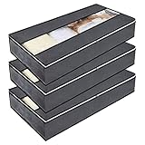 Sitayakuma Unterbettkommode mit Sichtfenster - 3 Stück, (100x50x18cm) Flach Unterbett Aufbewahrungstasche Kleideraufbewahrung, Decken Bettwäsche Organisator Lagerbehälter, Under Bed Storage Box