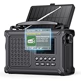 ROCAM Kurbelradio DAB+/UKW, Tragbare Notfallradio 12000mAh mit 8500mm² Solarpanel & 650mA Kurbel, Digital Radio mit Bluetooth, 2,4' Farbdisplay, 80 Sender, SOS, LED Taschenlampe, USB, IPX6 für Camping
