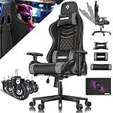 KESSER® Gamingstuhl Ergonomisch Gaming Stuhl Bürostuhl mit Kopfstütze & Lendenkissen | Racing Gamer Stuhl 150kg belastbar | Armlehne 360° | Drehbarer Schreibtischstuhl Gaming Chair + Gummi-Rollen