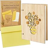 LIVAIA Besondere Danke Karte Holz: Bambus Karte Dankeschön mit Einlegepapier und Kuvert – Dankeschön Karte Danke – Danke Karten Set – Vielen Dank Karte Thank You Card