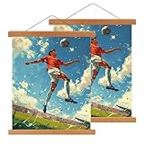 Atliberswo 2er-Set Posterleiste A3,Magnetisch Posterschiene, 30cm x 40cm Magnetisch Bilderrahmen für Poster - Der ideale Holz Posterhänger für Kunstwerke und Drucke (31cm, Teakholz)