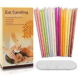Ohrenkerzen zur Reinigung, GROOFOO 24 Pcs Ohrkerzen Ohrreiniger Natürliche Bienenwachs Kerzenzapfen Ohrenschmalzentfernung Hohlkerzen mit ungiftigem Duft mit 12 Schutzscheiben für Geschwärztes Ohr
