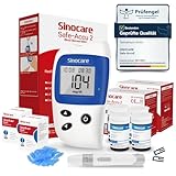 sinocare Blutzuckermessgerät, Glucose Monitor mit Blutzuckerteststreifen 100, Schmerzfrei Schnell Blutzucker-Alarm Lampe, mg/dL