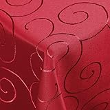 Kringel/Circle Tafeldecke Form, Größe & Farbe wählbar- Eckig 110 x 220 cm - Dunkelrot Damast Tischdecke