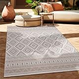 Paco Home Outdoor Teppich Flachgewebe Modern Boho-Style wetterfest & UV-beständig Ideal für Terrasse Balkon Wohnzimmer & Küche, Grösse:200x280 cm, Farbe:Beige 2