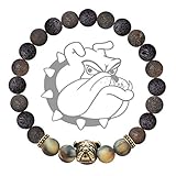 Karseer Hundemaskottchen-Armband, natürlicher Onyx und Lavastein, Freundschaftsschmuck, Geschenk, Unisex, 7 inch, Stein, Lavastein