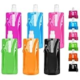 RHZXD 6 Stück Faltbare Wasserflaschen, 500ML Faltbare Trinkflasche, 6 Farben Wiederholbare BPA-freie Wasserflasche mit Clip für Outdoor-Sport, Radfahren, Wandern, Festival