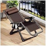 FLEPYHB Zero Gravity Chair, Verstellbare Outdoor-Patio-Loungesessel mit Kopfstütze und Seitentablett, Verstärkter Tragbarer Verstellbarer Campingstuhl für Pool, Strand, Hof