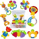 AIVIAI Baby Rassel Beißring Set Baby Spielzeug 6 Monate Babyspielzeug ab 3 6 9 12 Monaten Shaker Greifen Rassel Neugeborenes Spielzeug Musikalische Rasseln für Babys und Kleinkinder Geschenke（11 PCS）