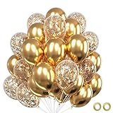 Gleemix Goldene Luftballons Set mit Konfetti Ballons, 30 Stück 12 Zoll Ballons Metallic Gold, Gold Konfetti Luftballons, Latex Ballon Goldene für Geburtstagsdeko, Hochzeit, Party Deko