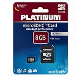 PLATINUM High Speed microSDHC Karte 8GB Class 10 UHS-I U1 Speicherkarte inkl. SD Adapter - Micro SD Karte für Smartphone, Tablet, Kamera 177330