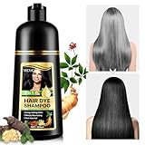 Hair Dye Shampoo 3 IN 1, 500ML Haarfärbeshampoo Haarfärbung für Graue Haare, Haarfarben Farbshampoo, Instant Hair Shampoo für Männer Frauen (Schwarze)