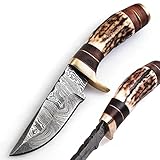 Damast Messer Damaszener Stahl Jagd Knife Damascus Hunting Bowie 5007