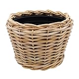 Spetebo Rattan Pflanztopf mit Kunststoff Einsatz - 33 x 24 cm - Garten Deko Blumenkorb Natur - Drypot Weide Flechtkorb Pflanzen Behälter Blumen Kübel